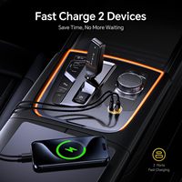Chargeur de voiture REMAX RCC359 USB C en alliage d'aluminium, PD QC 30W, 2 ports Type-C, charge rapide, poignées cachées, adaptateur allume-cigare