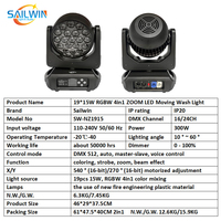 Sailwin Aura 19X15W RGBW 4IN1 DMX 512 ZOOM LED Moving Head Wash Light pour Éclairage de Scène, Événements et Fêtes