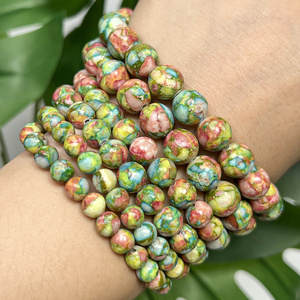 AsVrai U Perle Rotonde Sciolte in Diaspro Naturale Colorato con Sedimenti Marini per Creazione Gioielli Fai da Te Braccialetti Accessori - Product Image 3