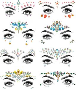 Mermaid face jewels sticker waterproof mermaid face painting strass body tattoo gem crystal glitter stickers - Product Image 6