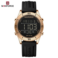 Montre numérique NAVIFORCE 5054 avec bracelet en silicone, boîtier en alliage, sportive, résistante à l'eau, lumineuse, pour femmes, avec fonction alarme