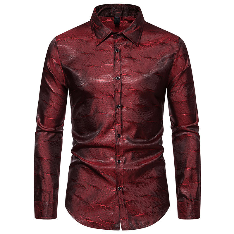 RNSHANGER Shiny Gold Wave Striped Broadcloth Casual Shirt for Men| Min order 1 ct