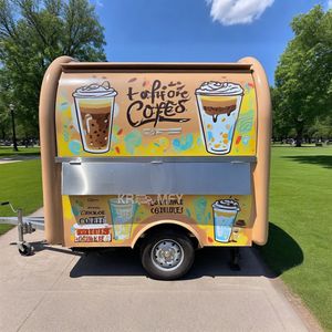 Camion de restauration mobile à double essieu, nouveau modèle industriel rond au design élégant, personnalisé, avec auvent et fenêtre de service pour café et aliments - Product Image 2