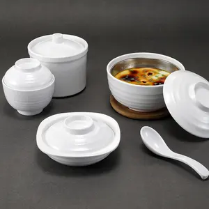 Cuencos de Miso de arroz pequeños de melamina para restaurante, cuenco de sopa de plástico con tapa para venta al por mayor