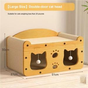 Zweischichtiges Holz Umweltfreundliches Quadratisches Katzenhaus Verschleißfestes Kratzbrett Solides Universelles Haustierbett Für Alle Jahreszeiten Nicht-Verwerfend - Product Image 2