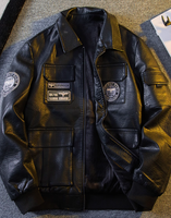 Blouson cargo décontracté américain HPCP pour homme, coupe ample, en polaire chaude pour l'hiver, en PU, avec fermeture éclair