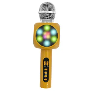 Microfone sem fio de karaoke ktv play, casa, microfone com luz de led, alto-falante usb