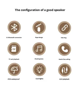 Mini Küçük Ses Kutusu Yüksek Kaliteli Açık Hava Taşınabilir Subwoofer Su Geçirmez LED Işıklı Kablosuz Hoparlör - Product Image 3