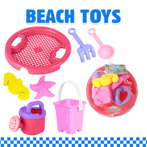 Lot de 7 jouets de plage pour enfants : seau château en plastique, pelle et coquillages pour l'été - Product Image 2