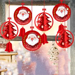 2023 décorations de noël décor suspendu père noël pingouin flocon de neige magasin maison bricolage feutre tissu noël Pull drapeau ruban