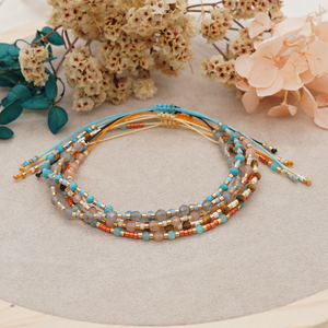 Bracelet Bohème <span class=keywords><strong>Femme</strong></span> 2026, Bracelet Perles Multicolores en Pierres Semi-Précieuses, Bijou Perlé Fait Main Réglable, Anniversaire - Product Image 2