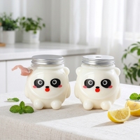 Botella de 500 ml con diseño de oso panda para envasar pan, con tapa y pajita desechable, de plástico PET, impresa, para fiestas y festivales