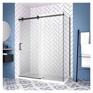 Porte de douche de <span class=keywords><strong>baignoire</strong></span> coulissante simple <span class=keywords><strong>Pare</strong></span>-douche en verre de salle de bain Prix <span class=keywords><strong>moins</strong></span> <span class=keywords><strong>cher</strong></span> Aluminium encadré avec finition brossée Verre trempé - Product Image 4