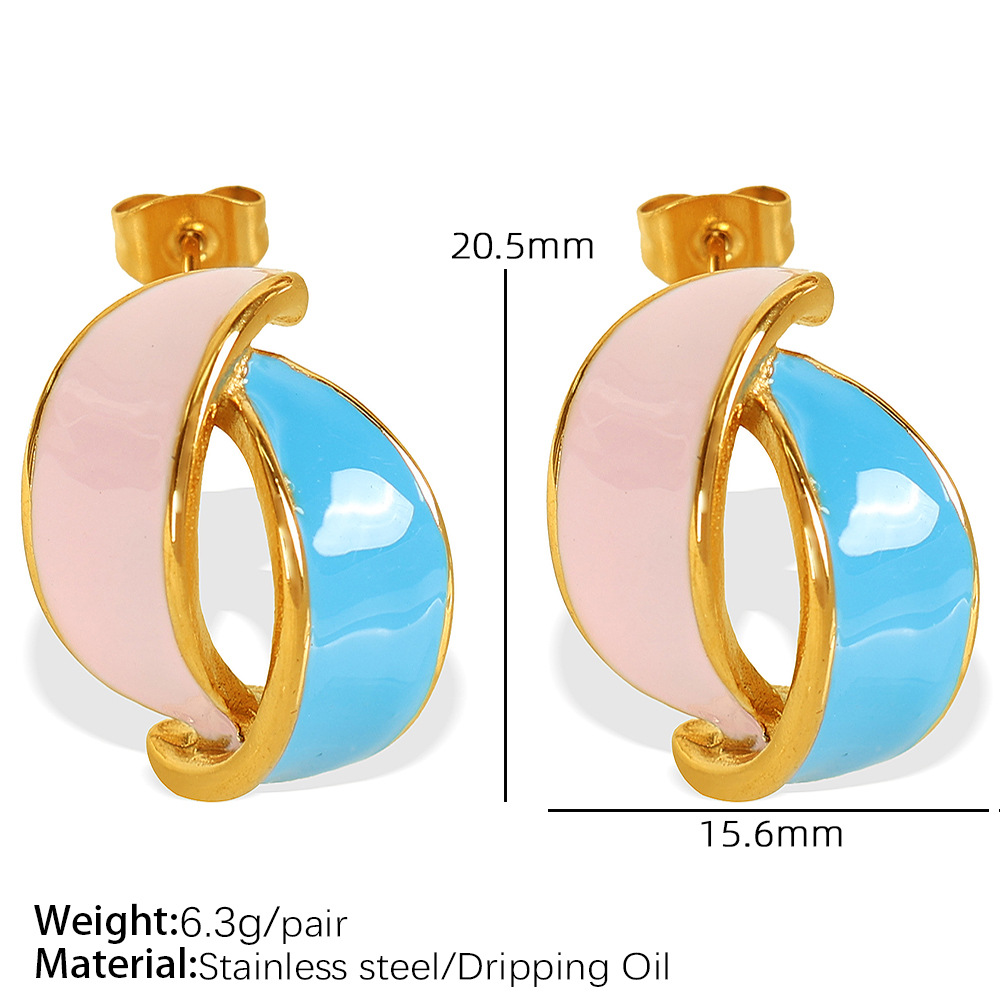 EH118 Pendientes Rosa Azul Oro