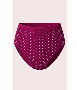 Culottes hipster en coton taille mi-haute pour femme, imprimé pois violet foncé avec ceinture élastique tendance, lingerie douce et extensible - Product Image 2