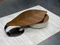 Table basse en bois de noyer pour salon, nouveau style minimaliste italien de luxe léger, petit appartement, forme ovale rétro