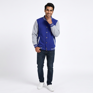 Blouson Bomber Classique Bleu en Coton pour Homme – Style Baseball Universitaire de Haute Qualité, Coupe Slim, Tendance Hiver, Toile Imperméable - Product Image 1