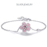 Bracelets en argent 925 plaqué or avec zircon, personnalisés avec des diamants en moissanite, motif fleur de pêcher, pour femmes et filles, cadeau de mariage