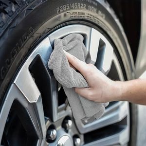 Paño de limpieza de microfibra Toalla de microfibra ultra absorbente gris Tejido <span class=keywords><strong>Grime</strong></span> & Liquid para paño de lavado de coche sin rayas - Product Image 5