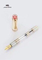 Stylo plume Jinhao 1935 en acrylique transparent, couleur rouge du Musée du Palais avec clip de guitare de luxe et grand convertisseur, stylo à encre de calligraphie
