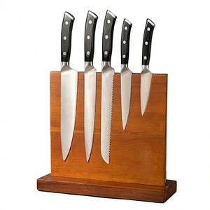 Bloc à couteaux magnétique élégant en <span class=keywords><strong>bois</strong></span> d'acacia de 11,8 pouces de large, support de présentation professionnel pour couteaux de chef de luxe - Product Image 1