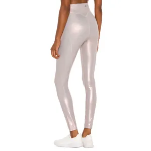 Shiny Sport Pants Yoga Pants Private Label Fitness Workout Gloss Leggings Anti Cellulite Gym Wear Women Shiny 2 Piece YOGA SET