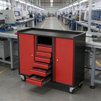 Armoire à outils métallique robuste et moderne à 5 tiroirs avec serrure à clé, chariot de rangement personnalisable OEM pour garage et atelier