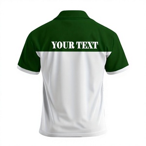Custom Green White Men's Polo Shirt Breathable Cotton <b>Waterproof</b> Windproof Short Sleeve <b>Work</b> Fashion Silk Screen Printing OEM - Product Image 3