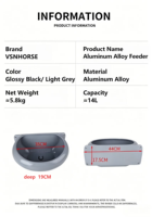 Mangeoire à grain anti-déversement en acier inoxydable et aluminium pour chevaux, fixation murale, durable, pour l'équitation et le bétail