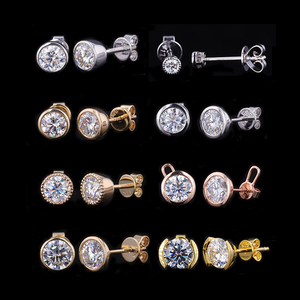 Starsgem or blanc 18 carats diamant de laboratoire personnalisé 0.5 ct DEF VS HPHT diamant de laboratoire Halo clous d'oreilles bijoux - Product Image 4