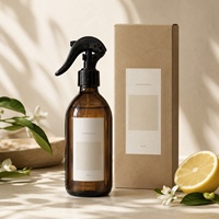 Spray d'ambiance et de linge en aérosol 250 ml, parfum lavande, flacon ambré écologique, étiquette personnalisée, boîte sur mesure, marque privée