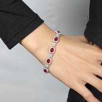 Bracelet pour femme en saphir naturel et rubis, chaîne à maillons en fer, pierres précieuses colorées - Cadeau d'anniversaire pour le bureau/la carrière