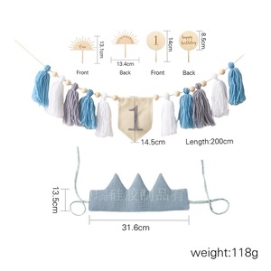 Chapeau d'anniversaire de bébé en tissu à <span class=keywords><strong>prix</strong></span> d'usine costume de bannière mise en page d'accessoires photo commémoratifs pour les journées spéciales et les décorations de douche de bébé - Product Image 6