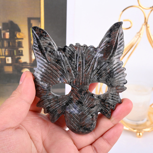 Masque de loup en cristal naturel sculpté, cristal de guérison spirituelle - Product Image 4