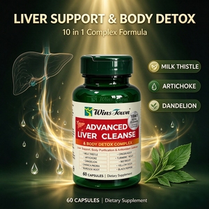 Puissantes capsules détoxifiantes pour le foie 10 EN 1, complément alimentaire à base de chardon-marie pour le soutien hépatique, complexe à base de plantes, 60 capsules - Product Image 1