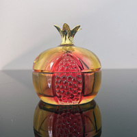Boîte à bijoux en pot de cristal de verre en forme de grenade jaune rose MH-QT0494