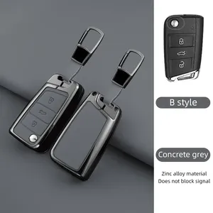 เคสกุญแจรถยนต์โลหะผสมสังกะสีหุ้มหนัง ดีไซน์ใหม่สไตล์จีน สำหรับ VW Golf Passat Skoda Octavia MK6 MK7 B5 B6 B8 A5 A7 - Product Image 2