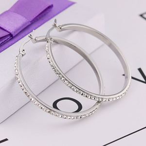 Pendientes de Aro Grandes de Acero Inoxidable con Circonita Cúbica y Diamantes para Mujer - Product Image 4