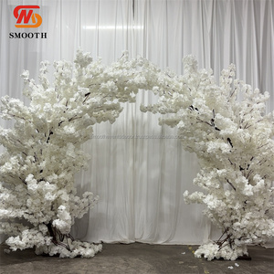 SMOOTH, recién llegado, decoración de eventos de boda, árbol de flor de cerezo crema Artificial curvo a la venta - Product Image 2