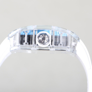 <span class=keywords><strong>Montre</strong></span> de luxe pour homme avec boîtier en cristal saphir transparent, bracelet en caoutchouc blanc, <span class=keywords><strong>montre</strong></span> élégante avec calendrier, <span class=keywords><strong>montre</strong></span> de business - Product Image 4