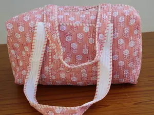 Sac en coton imprimé bloc de luxe pour femmes bagage à main lavable plage nuit voyage marché Shopping cadeau sac - Product Image 6