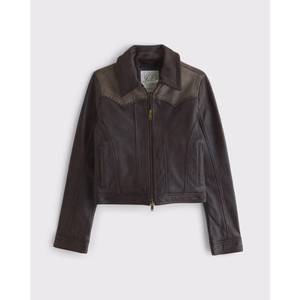 LEDUO Dark <b>Coffee</b> Casual Western PU Plain Dyed Plus Jacket for Women Spring - Product Image 1