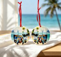 Décoration suspendue en résine personnalisée en gros, motifs tropical, plage, dollar de mer, tortue surfiste, bus, cadeau de vacances