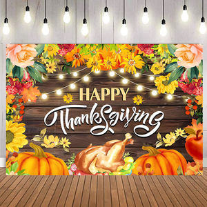 5*3 pies amarillo feliz Acción de Gracias temática Banner telones de fondo pollito calabaza hoja de arce impreso otoño decoraciones para fiesta de Acción de Gracias - Product Image 2