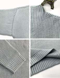 Gris Hesayep Vente en gros en usine <span class=keywords><strong>Pull</strong></span> tendance de haute qualité <span class=keywords><strong>Pull</strong></span> pour femmes <span class=keywords><strong>Pull</strong></span> côtelé en laine douce Chunky Knitwear - Product Image 5