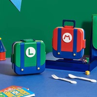 Boîte à lunch scolaire en plastique pour bébé, compatible micro-ondes, trois compartiments, portable pour étudiants et employés de bureau, avec cuillère