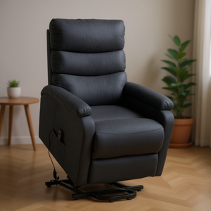 เก้าอี้ปรับเอนผ้าสีเทาเข้ม พนักพิงสูง ที่วางแขนบุนวม ใช้งานด้วยมือ ดีไซน์ร่วมสมัย เฟอร์นิเจอร์ห้องนั่งเล่น - Product Image 2