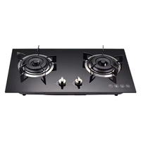 Appareils de cuisine, cuisinière double, plaque de cuisson intelligente, cuisinière à gaz encastrée, plaque de cuisson à gaz en verre trempé, cuisinière à gaz en fonte de 100 mm, 2 brûleurs