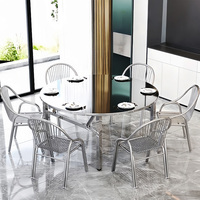 Table de restaurant pliable en acier inoxydable et fer industriel moderne, plateau en cuir, écologique, durable, mobilier commercial