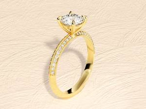 Elegante anillo de bodas de compromiso de eternidad de diamante de moissanita de Plata de Ley 925 de lujo para mujer accesorio chapado en oro - Product Image 5